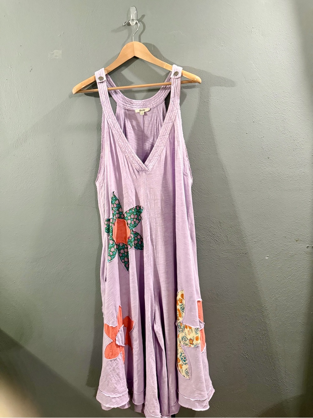 Lavender Floral Patchwork Sleeveless Jumpsuit by